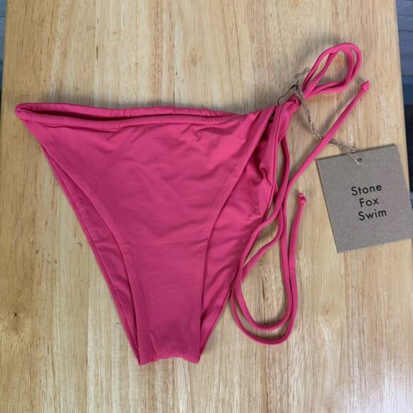 Stone Fox Swim X Revolve River Bikini Bottoms Sunset Pink Size Large - Picture 1 of 4